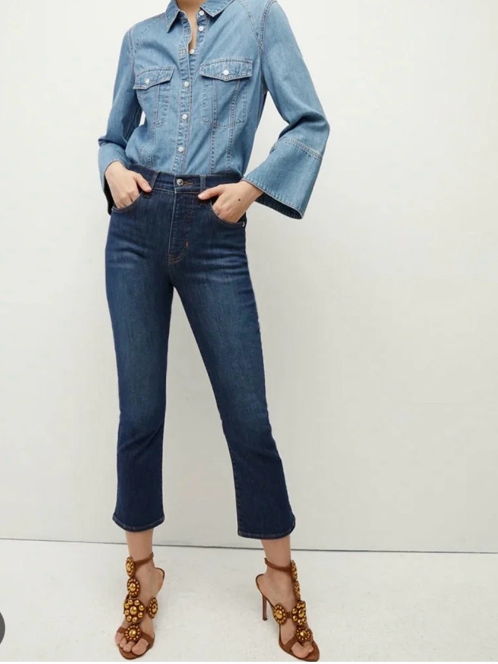 Veronica Beard Carly High Rise Kick Flare Jeans in Medium Vintage